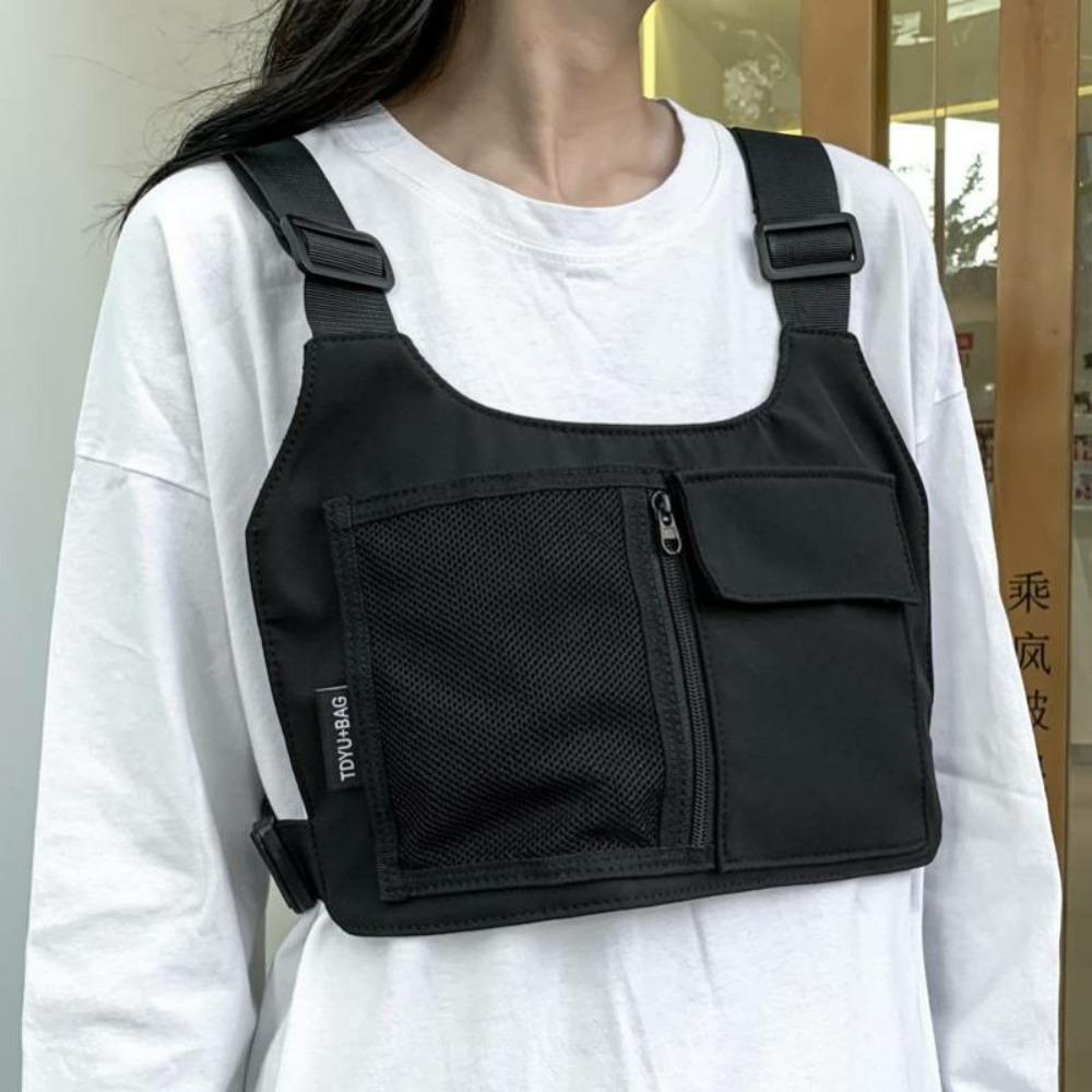 

Adjustable Strap Double Shoulder Chest Bag Large Capacity Message Crossbody Pouch Male Style D
