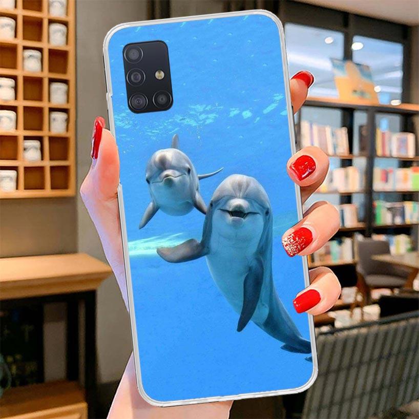 Ocean Animal Cute Dolphin Cover Phone Case For Samsung Galaxy A12 A22 A32 A52 A72 A02S Phone Case Note 20 Ultra 10 S10 Plus A51