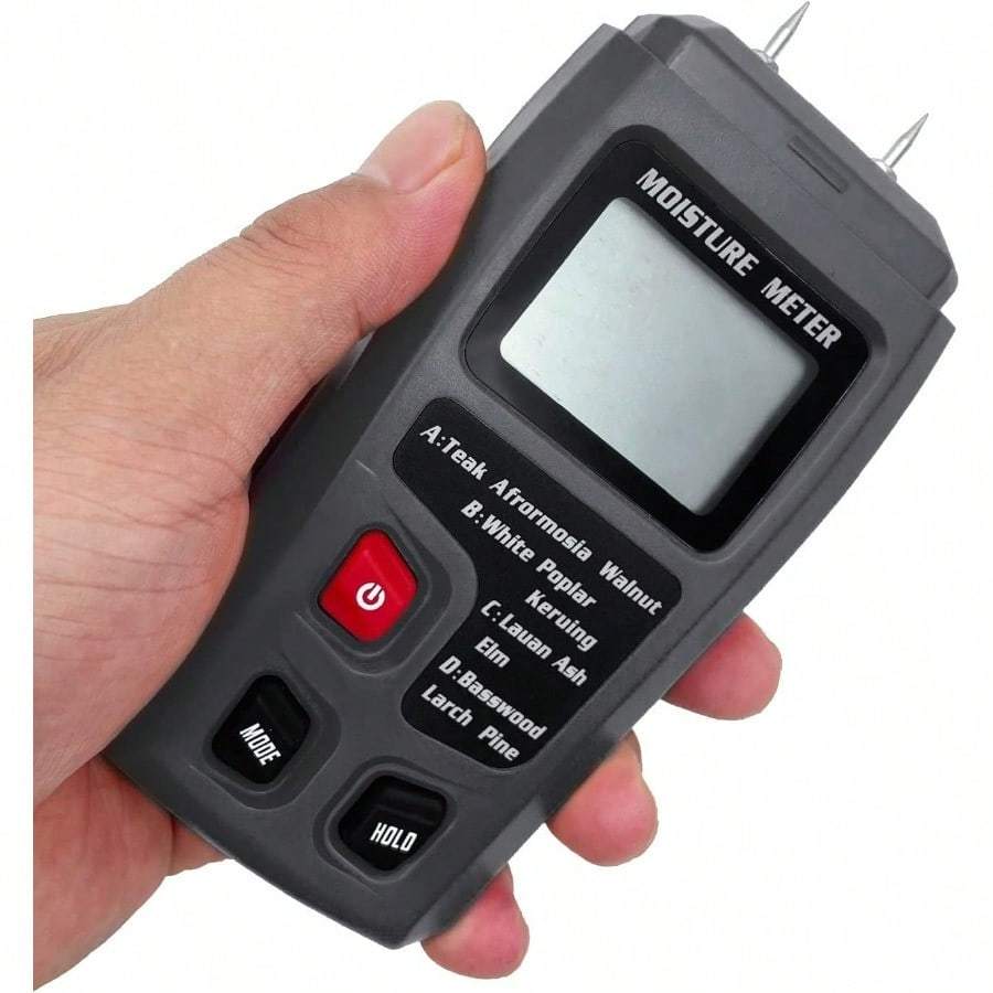 Digital Wood Moisture Meter Wood Humidity Tester Hygrometer Timber Damp Detector Large LCD Display (Grey)