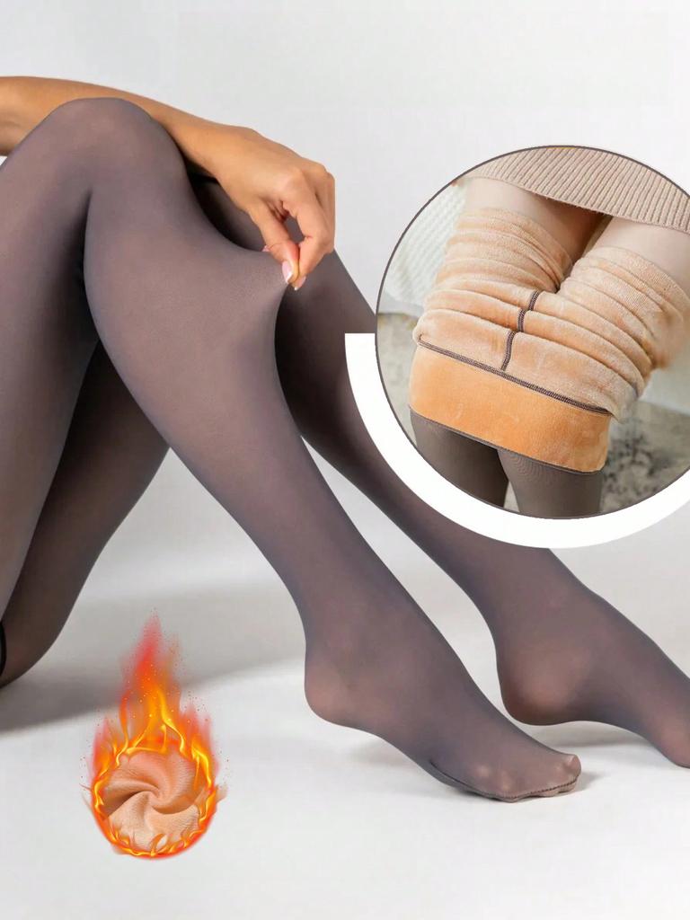 Thick Velvet Pantyhose With Warm Elastic Material Winter High-Waisted Tights With Natural Sexy Figure  Black Sheer Design