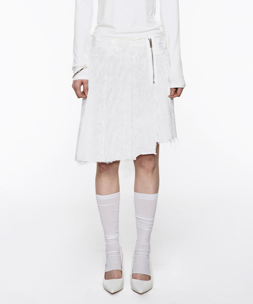 Rock Cake Jacquard Pleated Skirt - White