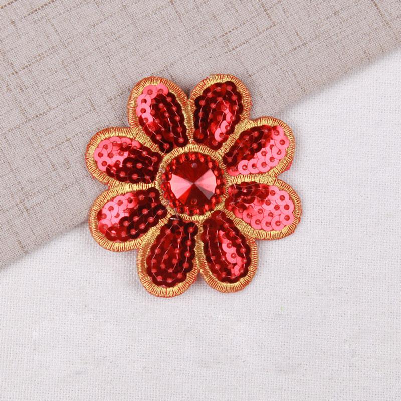 5Pcs Flower Sequined Appliques Beaded Appliques Floral Iron On Patches Repair