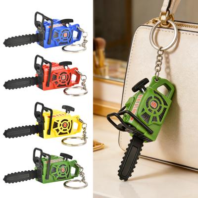 Keychain Compact Chainsaw Keychain with Interactive Rope Pull Decompression Play Adjustable Handle Detachable Saw Chain Realistic Tool