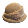 New French retro flower knitted pot hat women's spring and summer three-dimensional flower decoration shows a small face, sunshade and sunscreen tempe