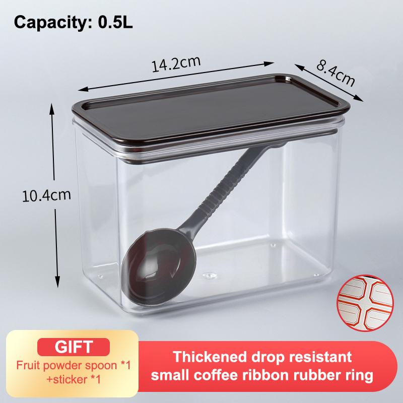 Airtight Food Storage Coffee Powder Container Witith Spoon For Milk Tea Shop Transparent Kitchen Organizer Spice Soybean Storage