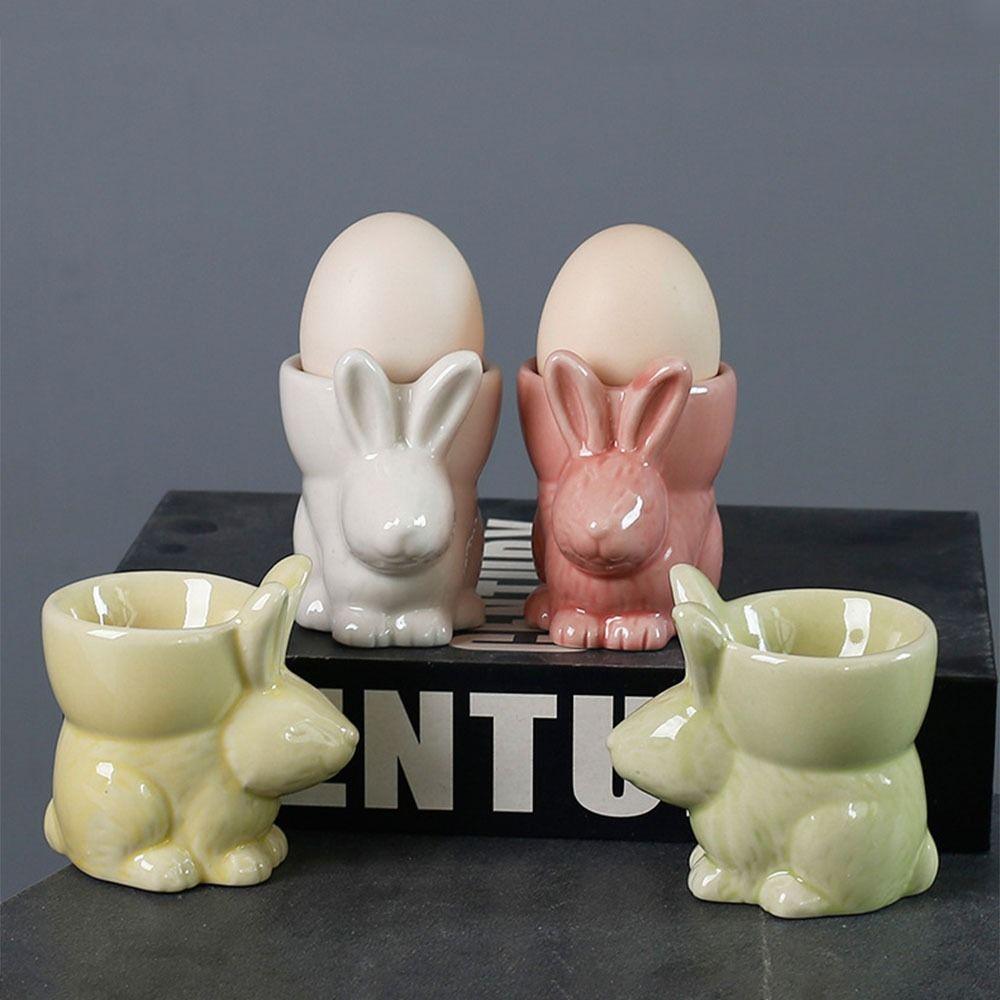 Creative Ceramic Rabbit Egg Holder Durable Bunny Egg Cup Holder Bunny Egg Cup  Spring Home Parties