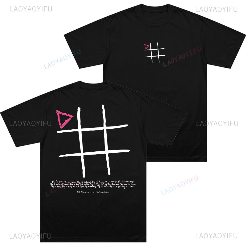 Play X KidSuper Ed Sheeran Tic Tac Toe Graphic Tee Unisex Retro Cotton Tshirt Casual Streetwear