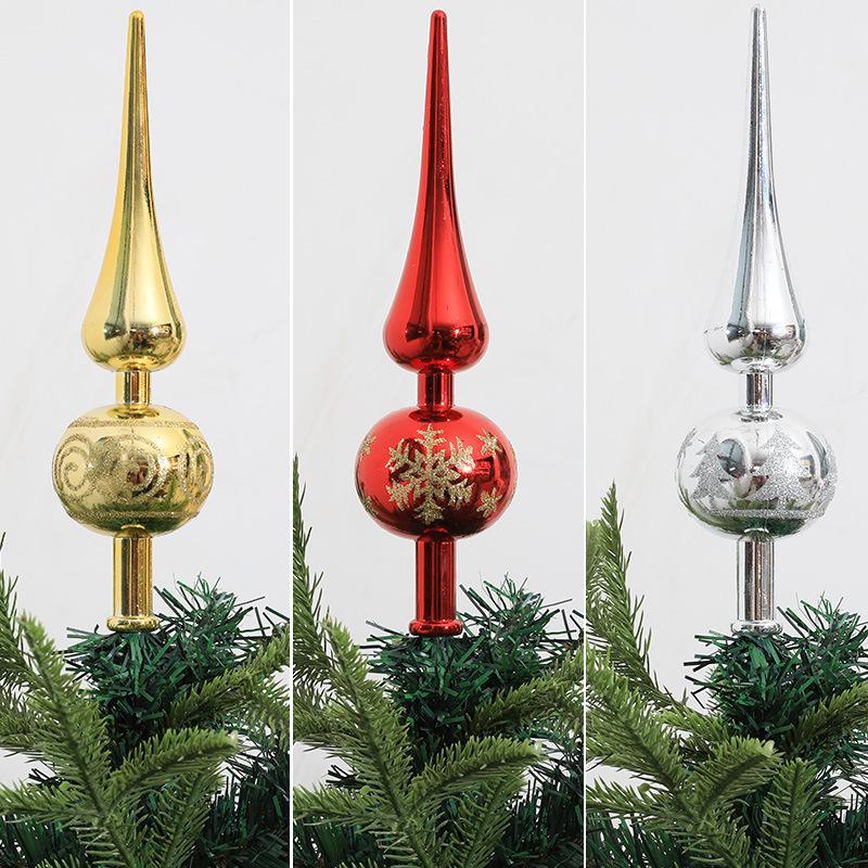Christmas Tree Topper 23cm Red Gold Silver Tip Shaped Ornament Decorations for Home 2026 Navidad Noel Natal Gift New Year 2026