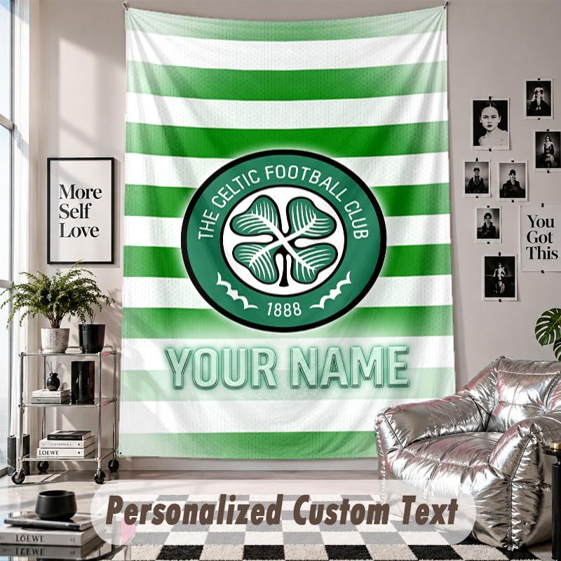 Custom Tapestry Wall Hanging, Celtic FC Personalized Name Text Home Wall Decor