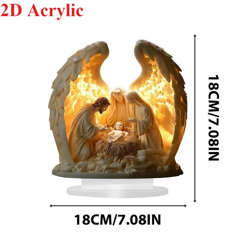 Exquisite Acrylic 2D Angel Home Ornament Office Desktop Living Room Decors Perfect Christmas New Year Gift for Friends