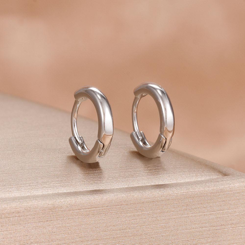 New Arrival Stainless Steel Double-layer Circle Huggies Earring Gold Color Aesthetic Zircon Ear Piercing Earring Fashion Jewelry