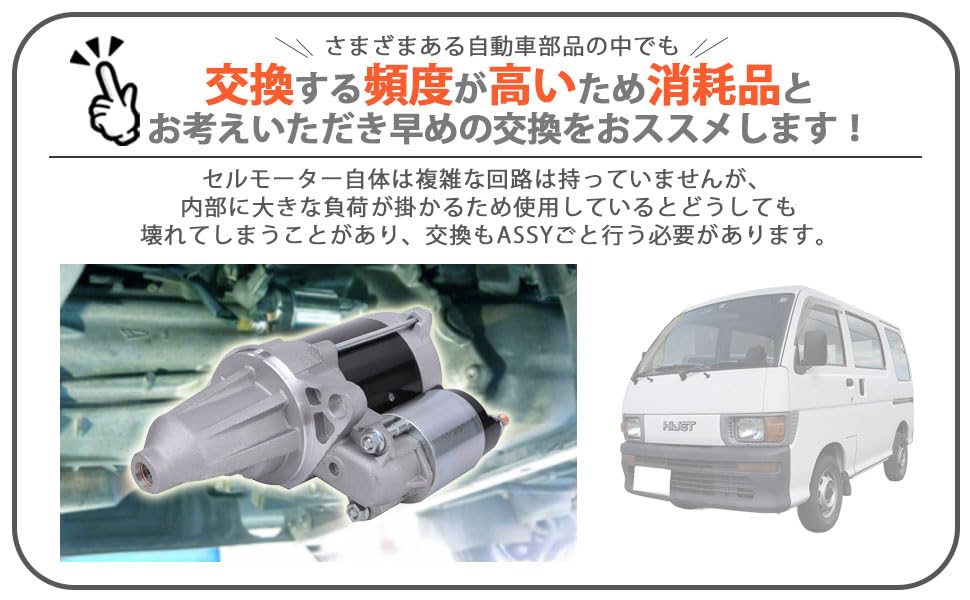 Starter Motor for Daihatsu Hijet and S110P Part Numbers and Aftermarket Custom Part S100V, S100C, S100P, S100W, (OEM 28100-87536 228000-3341) - [Used]