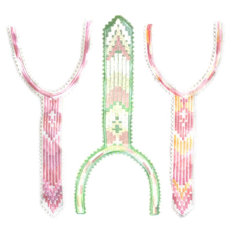 Color Embroidery Lace Collar Piece Personalized Tie Shape Heavy Industry Embroidery Fake Collar Clothing Corsage Accessories Collar Piece
