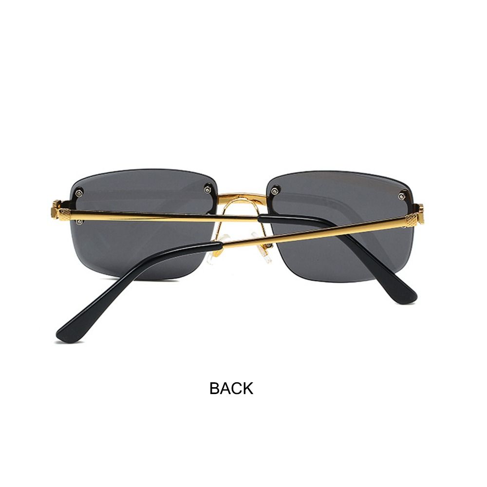 Rimless Cut Edge Rectangular Sunglasses UV Protection Gradient Lens Shades  for Women & Men