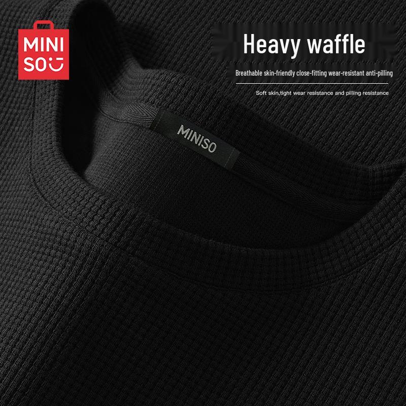 MINISO Men s Summer Loose Waffle Knit T-Shirt 2XL