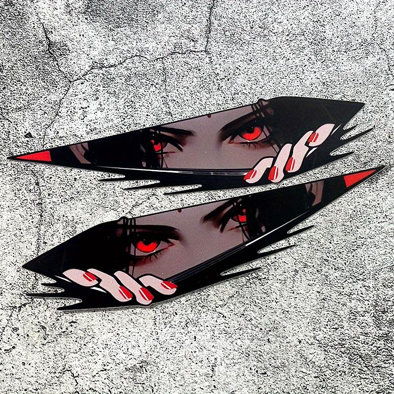 1pair Anime Eyes JDM Car Stickers Waterproof Moto Front Fairing Side Panels Fuel Tank Electric Scooter Auto Window Vinyl Decals