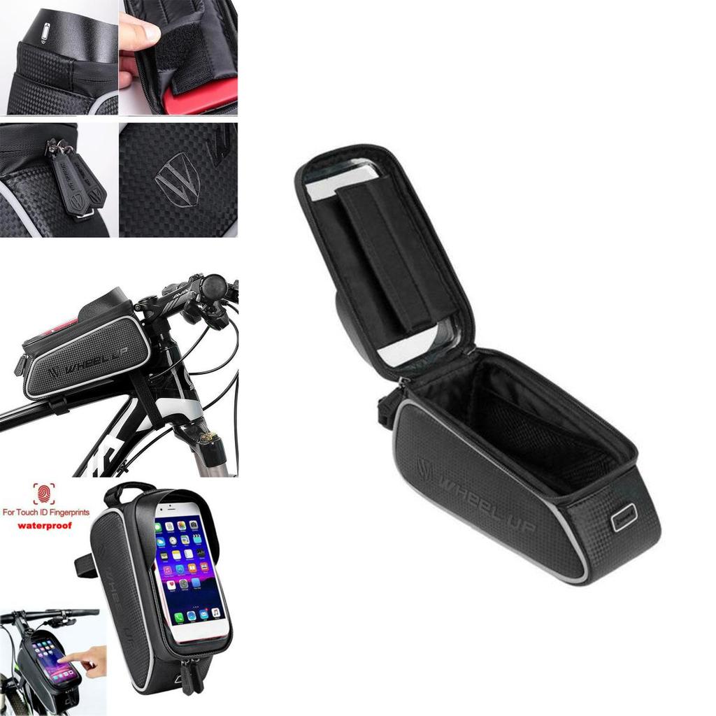 Polyester Bicycle Front Tube Pouch Bag With Transparent Tpu Screen**