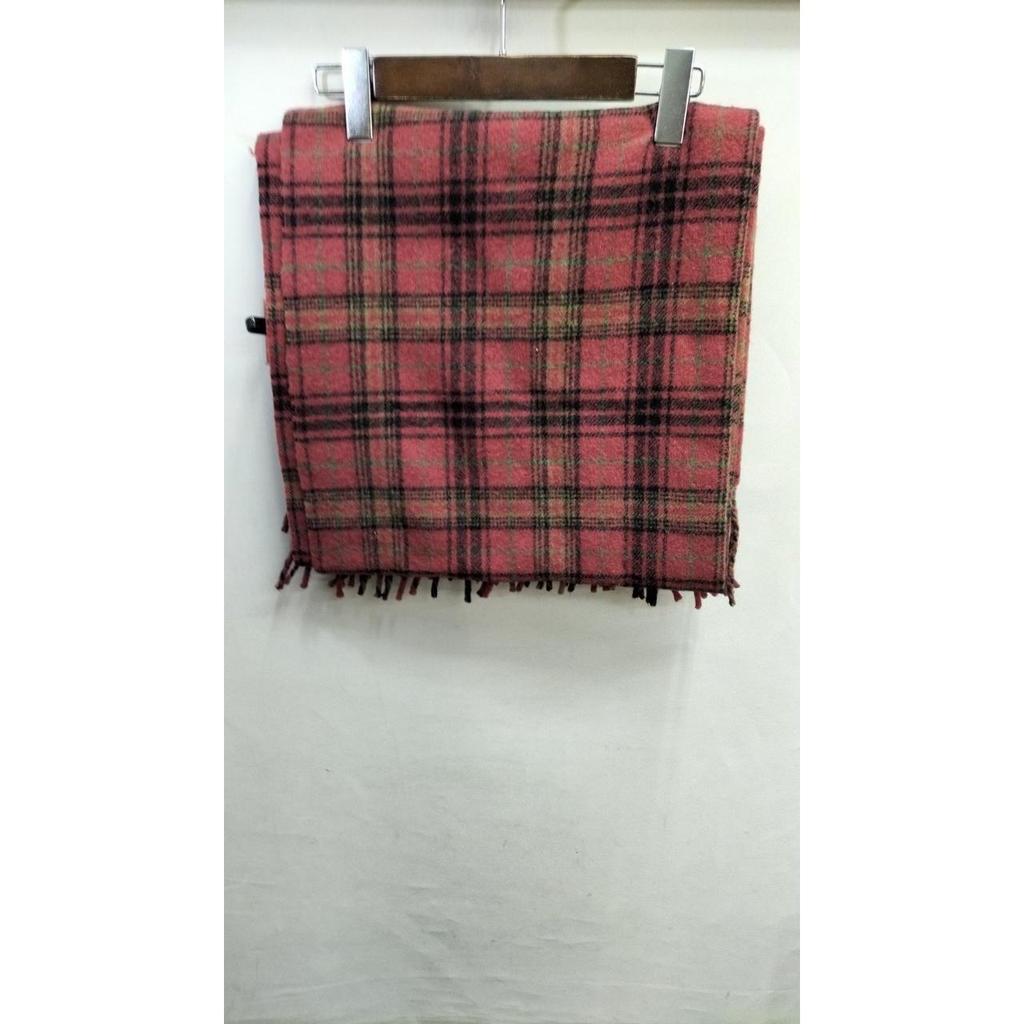 Used RALPH LAUREN Red Plaid Large Wool Scarf