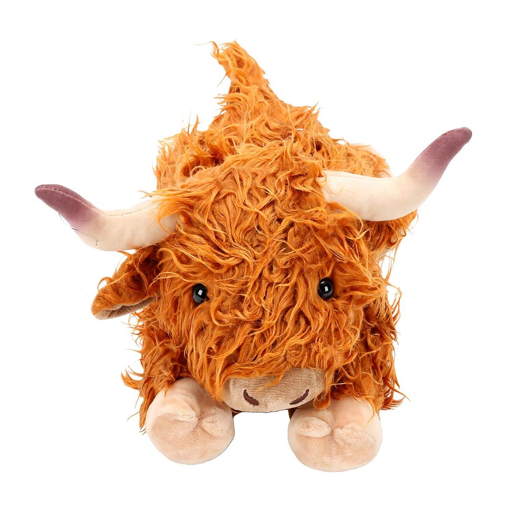 Highland Cow Stuffed Animal Soft Cute Lying Realistic Fluffy Highland Cow Plush for Boys Girls Brown