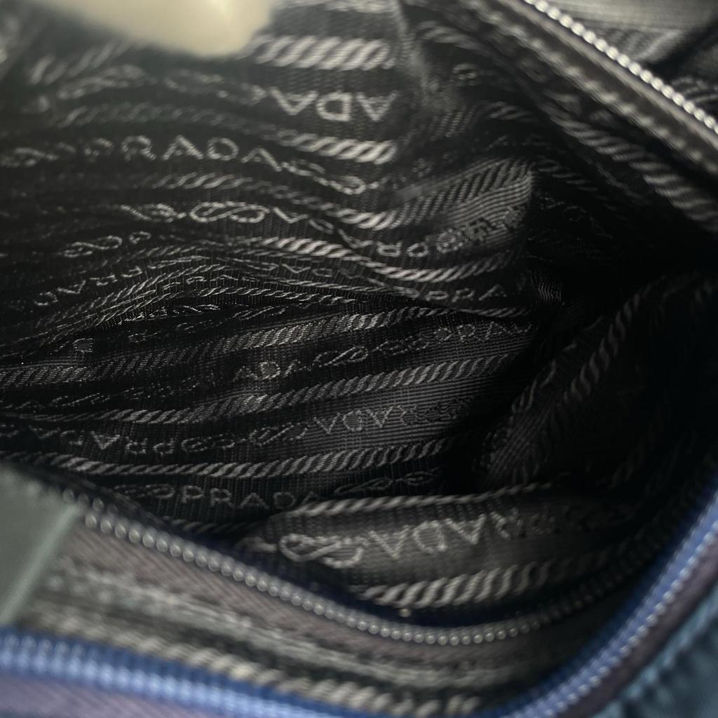PRADA Triangular logo Shoulder Bag blue Women used