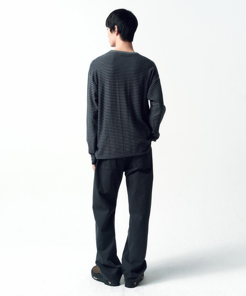 INSILENCE Cotton Cashmere Stripe Pullover Navy