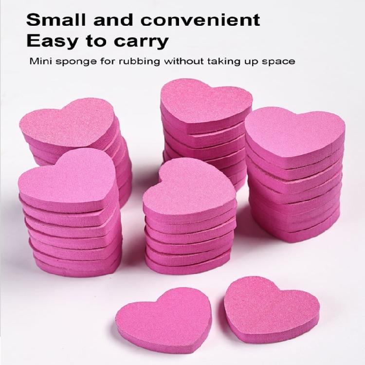 50Count Mini Nail Files with Soft Sponges Texture Heart Design Double Sided Buffers for Quick Manicure Travel Essential