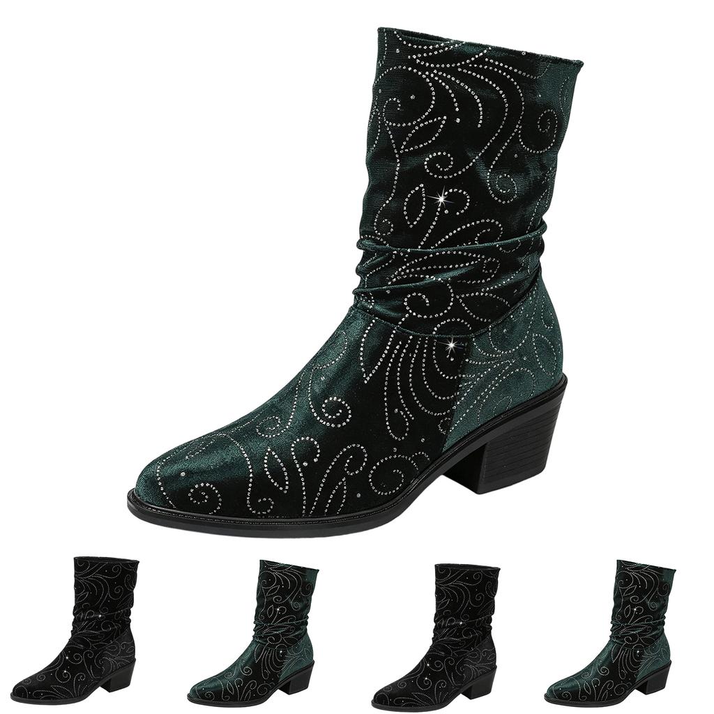 Damen Stiefel mit spitzer Zehenpartie und Blockabsatz