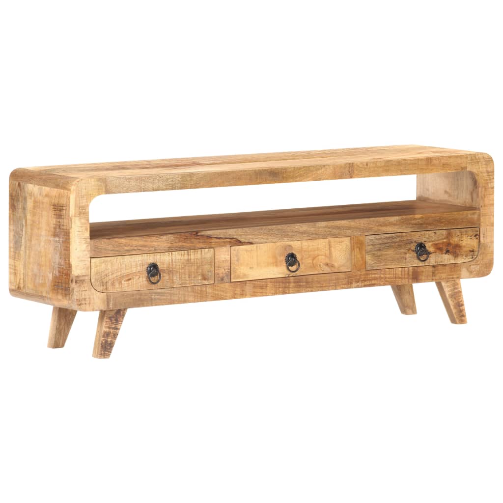 TV Stand 117x30x41 cm Rough Solid Mango Wood