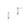 Offizieller Februar-Geburtsstein K10 Roségold Amethyst Geburtstagsgeschenk für Schmuckschatulle 112616153104 4℃ Dreistein-Ohrringe, Damen, Enthalten,