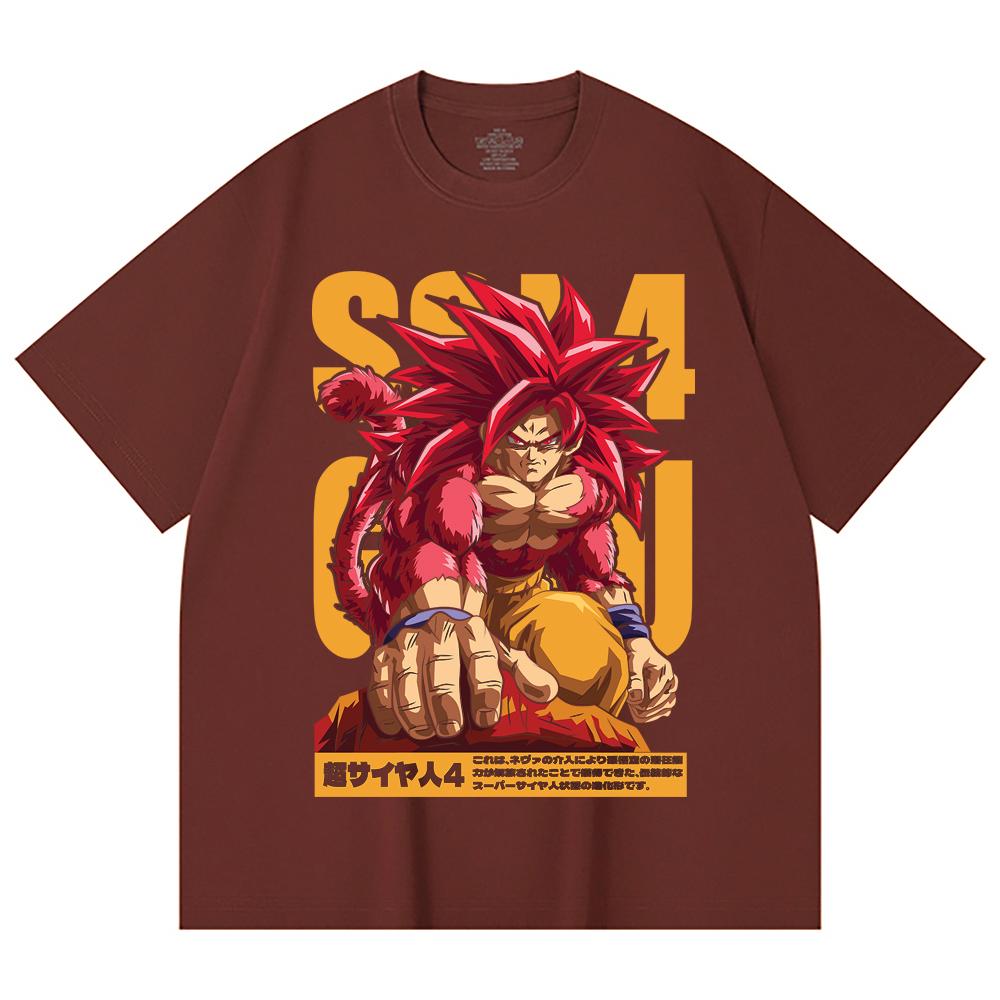 T-shirt unisex in cotone pesante 100% da 230 g/m² con stampa Dragon Ball V42 Goku SSJ4.