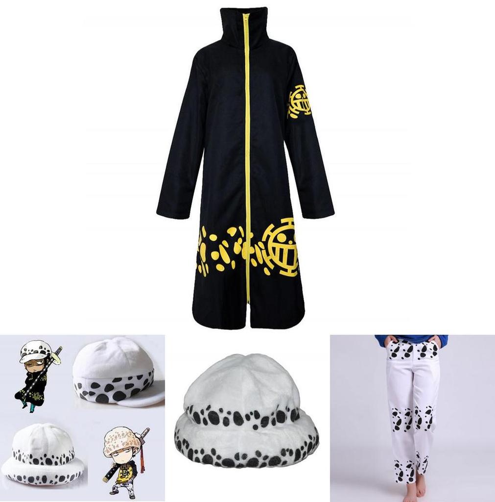 Exquisite One Piece Trafalgar Law Cosplay Costume Set With Cloak Pants And Hat