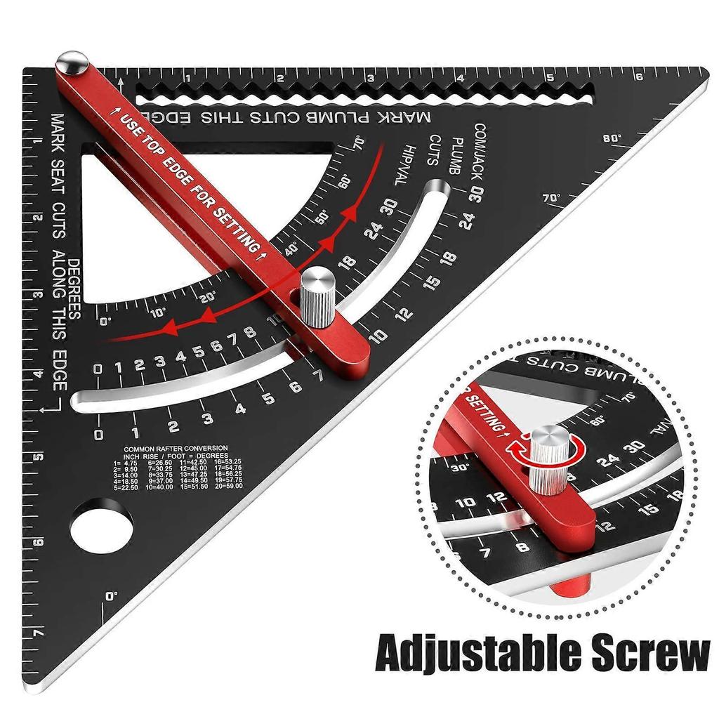Speed Carpenters Square Tool Adjustable Square Carpentry Aluminium Layout Rafter Square Triangle Ruler, 7 Inch