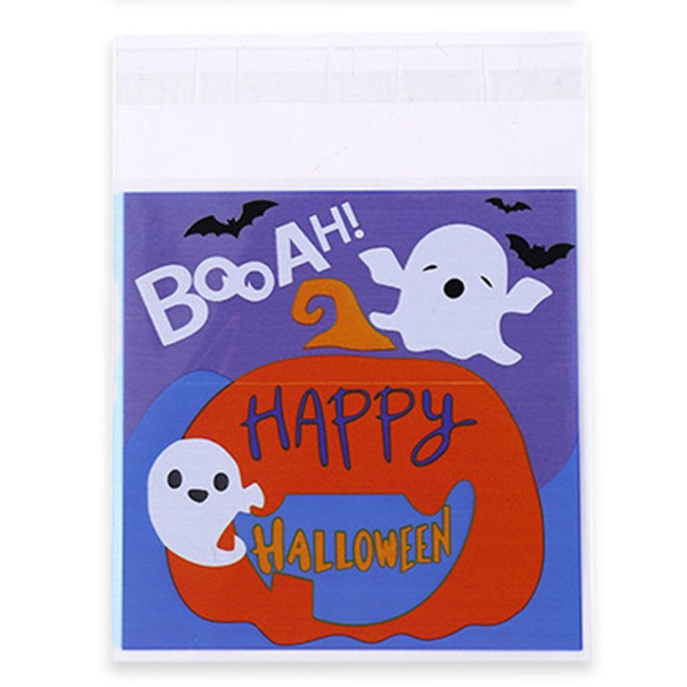 100Pcs/Set 4 Pattern Halloween Candy Bags Self-Sealing Pumpkin Ghost Bat Gift Bags  Kids