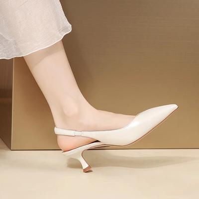 Fashion 2024 Summer New Designer Pointy Mid Heels for Women Solid Color Fashion Casual Sexy Thin Heel Sandals Shoes Ladies