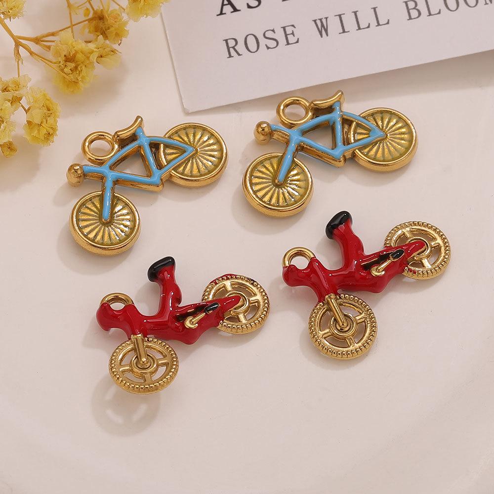 Yori 2Pcs Stainless Steel 18K Gold Plated Bicycle for DIY Accessories Making Supplies Necklace Bracelet Pendant