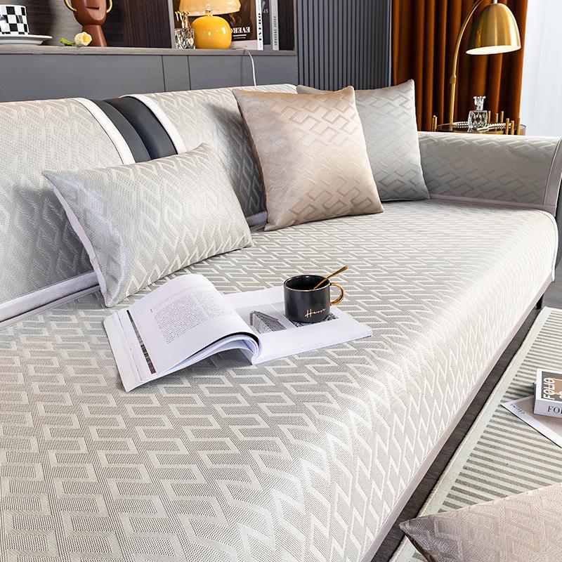 Hair Summer Ice Silk Sofa Cushion Summer Non-Slip Leather Light Luxury Mat Seat Cushion Rattan Mat Washed Ice Cushion