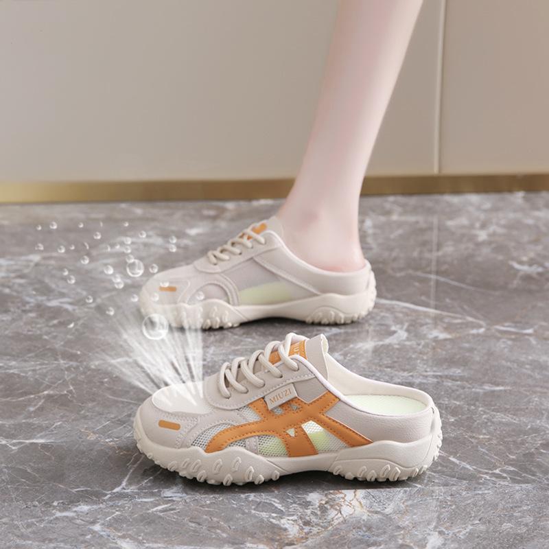 

Mesh breathable casual shoes women s 2025 summer versatile thick-soled non-slip student casual half-drag one-pedal soft sole 35