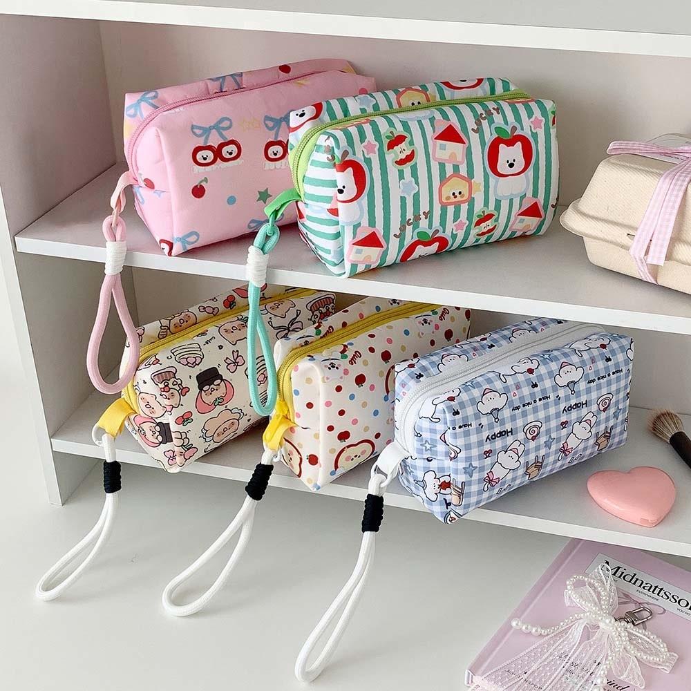 with Lanyard Cloth Cartoon Stationery Bag Pen Bag Pencil Pouch Korean Style Pencil Case  Student