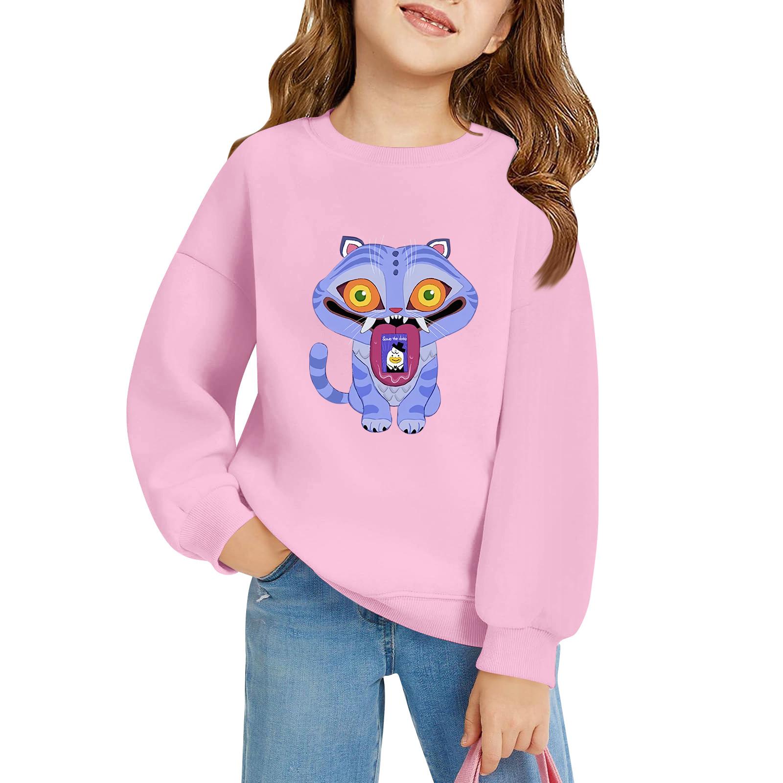 

Kids Long Sleeve Loose Pullover Letter Printed Round Neck Sweatshirt 120 рожевий