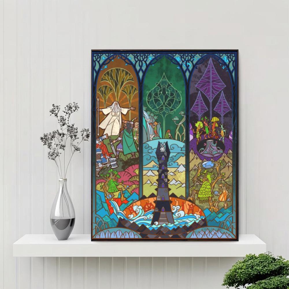 Hobbit Movie Poster 5D Diy Diamond Painting Round Diamond Mosaic Suitable For Beginners Diamond Painting Rhinestones Gift Frameless