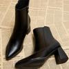High Quality New Fashion Pointed Toe Thick Heel Side Zipper Short Tube Boots for Women In Autumn Winter of 2026 Zapatos De Mujer