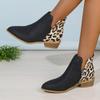 Fashion Leopard Winter Sexy Women Ankle Boots Autumn Female Short Zip Chelsea Boots Retro Round Toe Square Heel Size 36-43