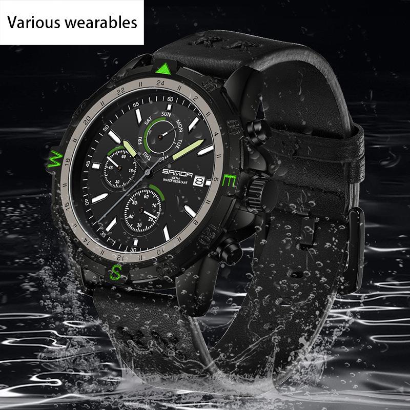 New Electronic Quartz Men's Watch Outdoor Mountaineering Sports Braided Calendar Men's Watch Three Eyes and Six Needles Watch