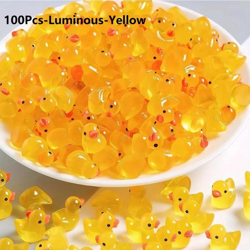 100Pcs Resin Mini Duck Miniature Figurines Ornaments Decor Yellow Animal Garden Crafts Tiny Duck Landscape Plants Fairy