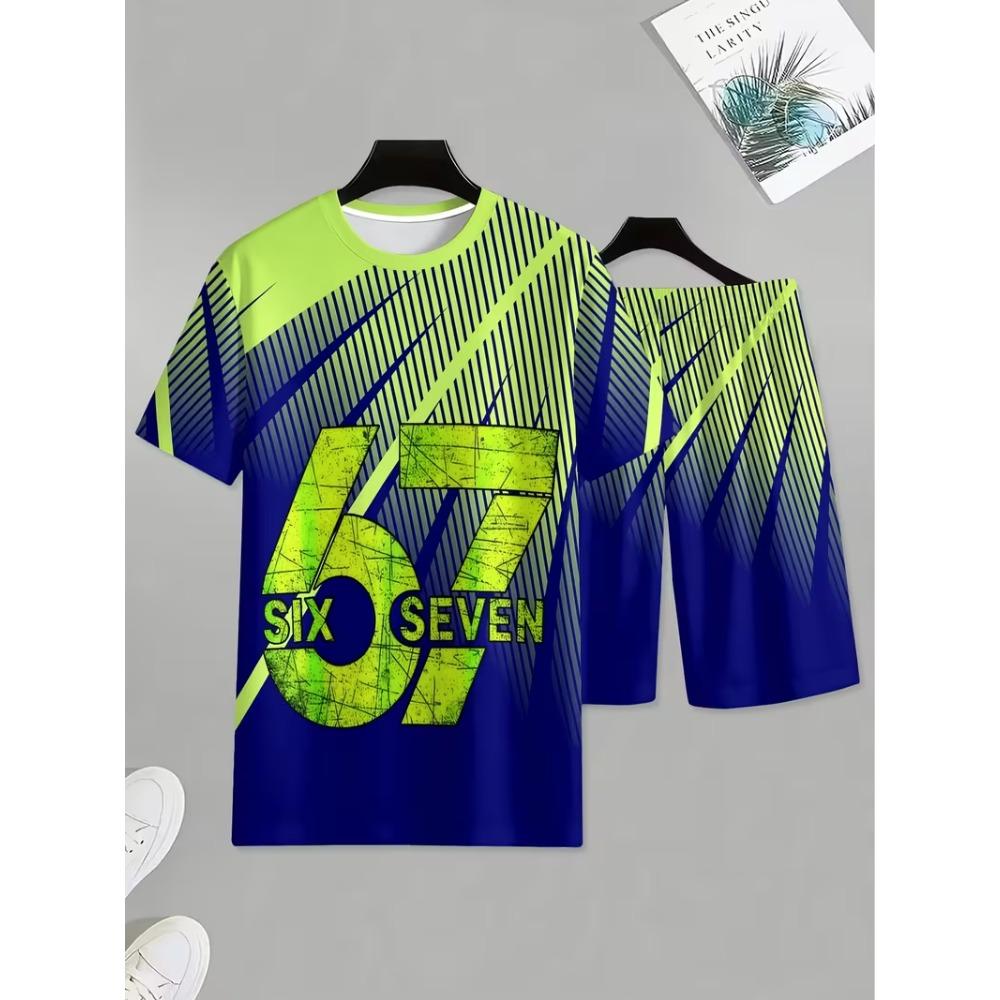 

Set For Kids 67 Six Seven Printed Kids T-shirt and Shorts 2 Piece Set Summer Casual Outfit for Boys and Girls Kids Clothing 100