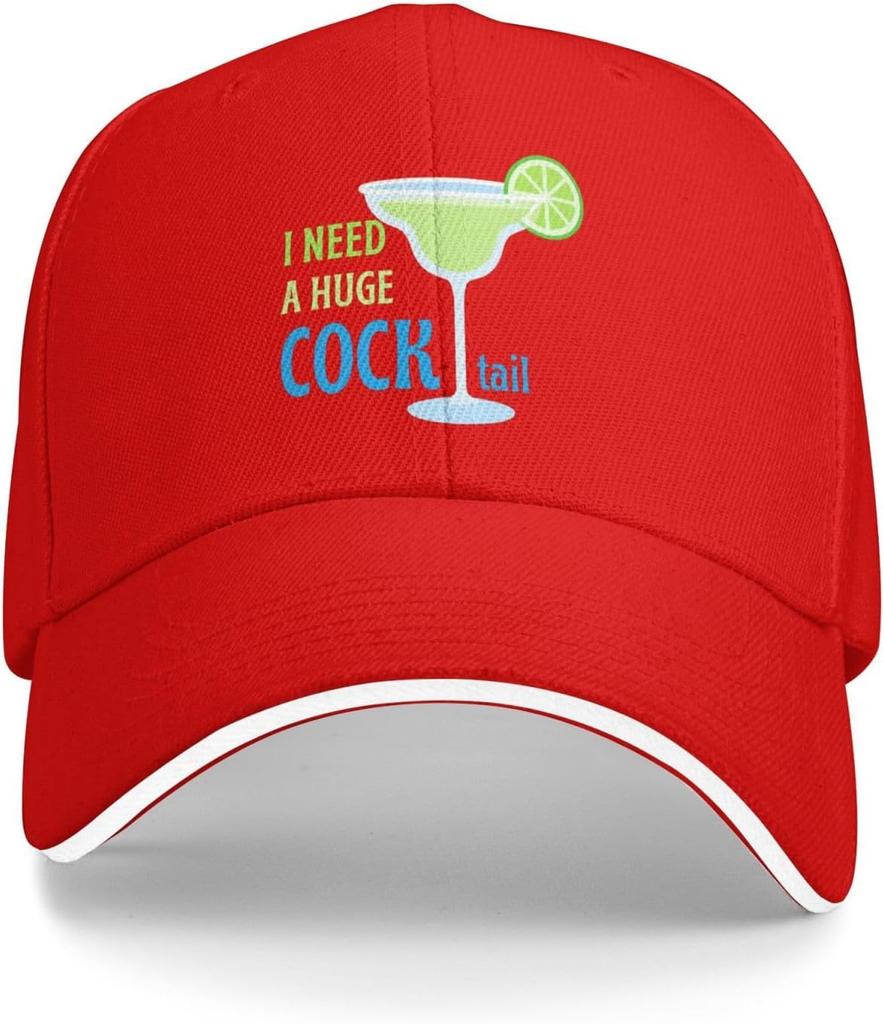 I Need A Huge Cocktail Margarita Funny Drinking Baseball Cap Polyester Adjustable Outdoor