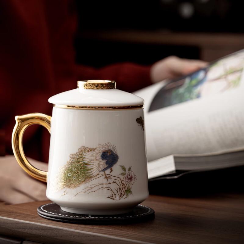 Handmade Dehua White Porcelain Tea Cup with Lid and Filter