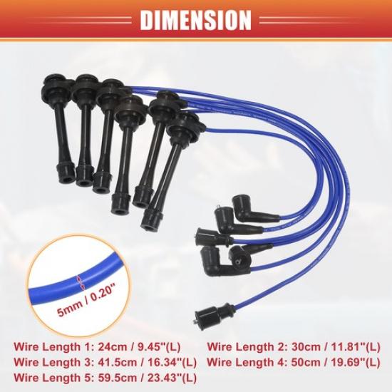 6pcs Spark Plug Wire Ignition Coil Cable No.MD371794 for Mitsubishi Montero 1997