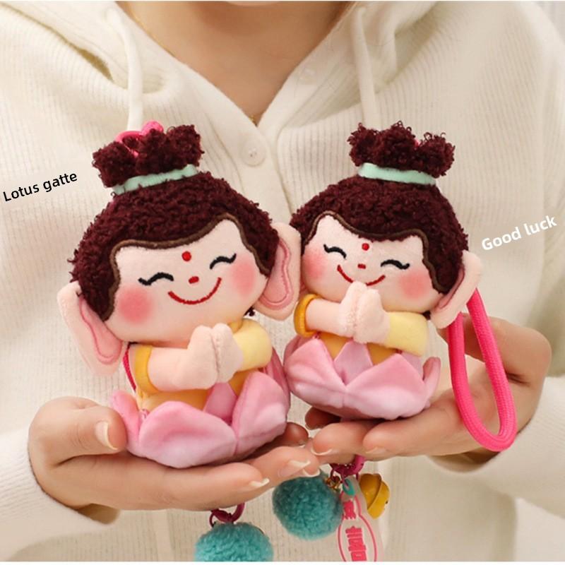 Lotus Little Buddha Plush Keychain With Short Plush Material For Lucky Bag Decor
