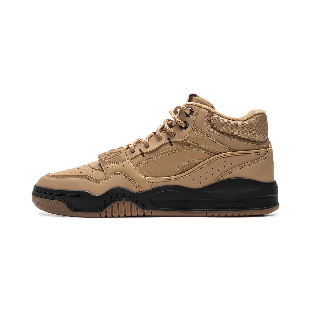 Li Ning Yue Bai Hi Casual Versatile Thick Sole Fleece Warm Non-Slip Wear-Resistant Breathable High-Top Skate Shoes Men Sneakers AGCU347-10